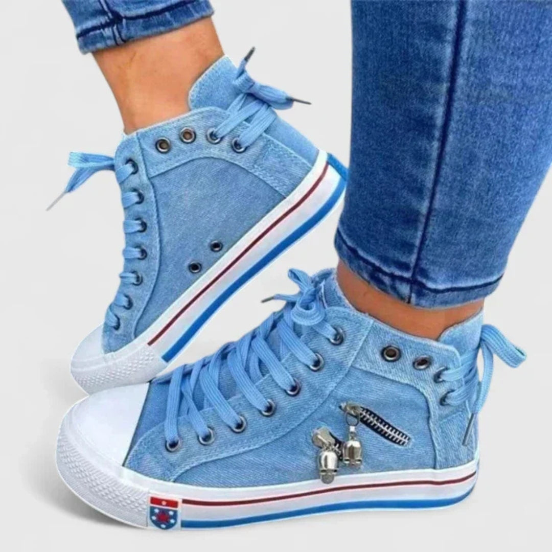 Michaela Denim High-Top Sneakers