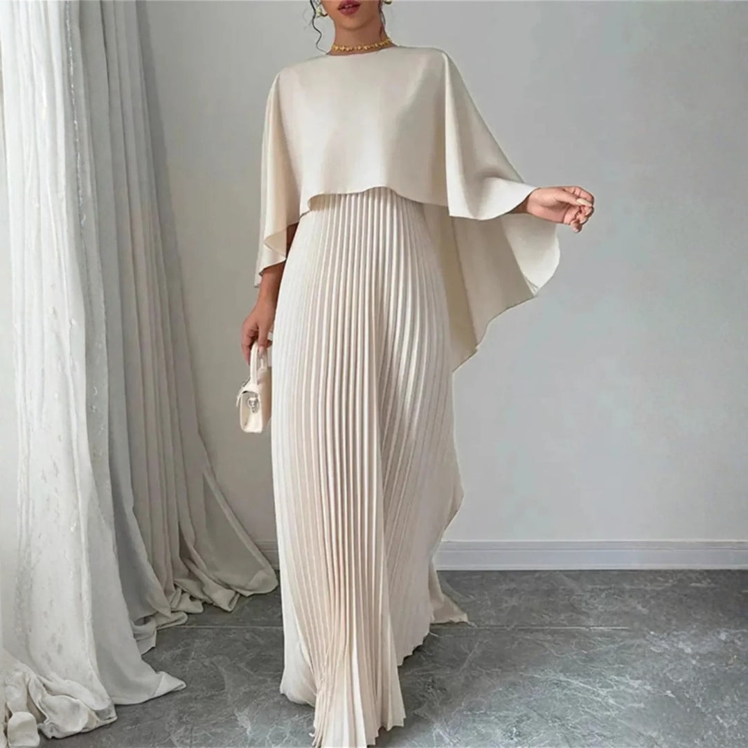 Gabriela Pleated Cape Maxi Dress
