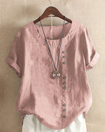 Doris Casual Short-Sleeve Button Blouse