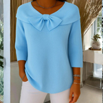 Dorothea Bow Detail Three-Quarter Sleeve Top