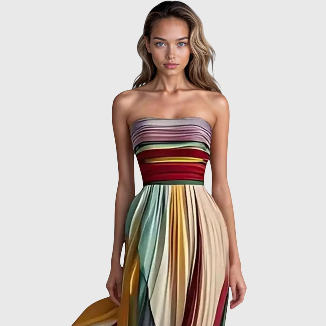 Regine Strapless Multicolor Maxi Dress