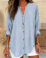 Lena Relaxed Striped Button-Down Blouse