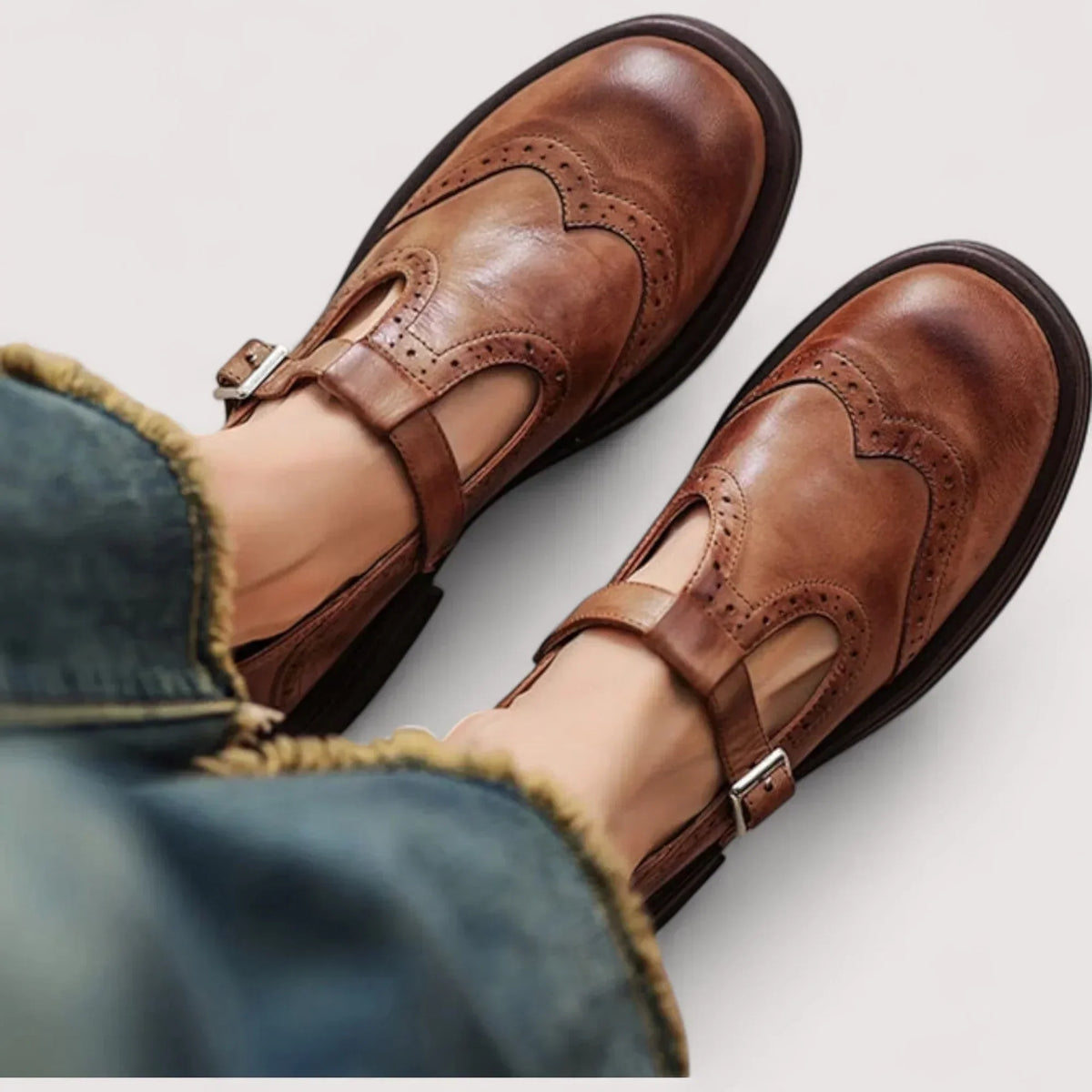Daniela Buckle Strap Round Toe Shoes