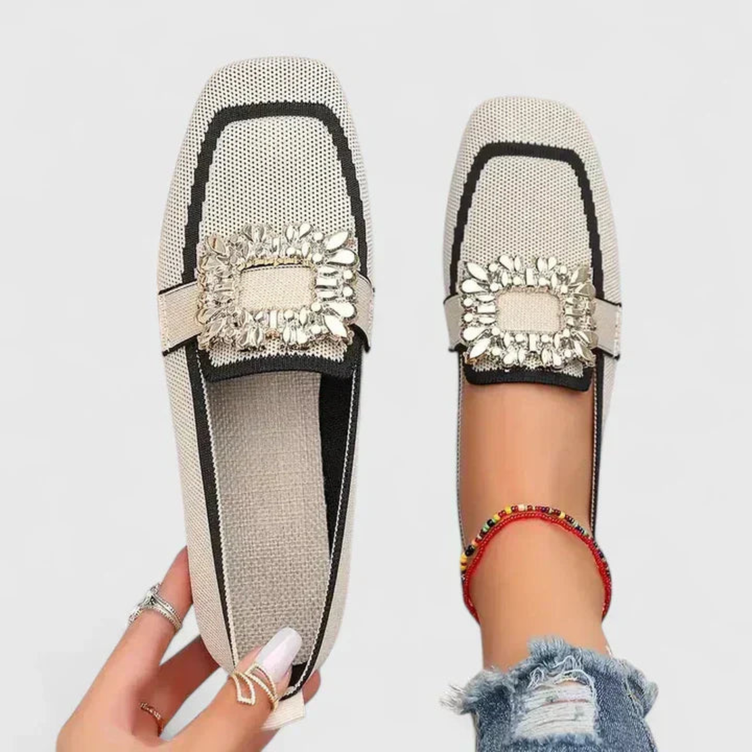 Doris Crystal Buckle Slip-On Loafers