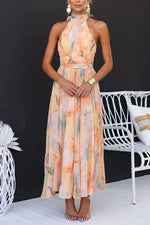 Claudia Floral Halter Summer Maxi Dress