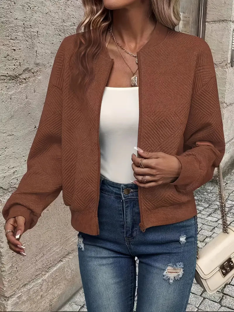Jessica Textured Zip-Up Cardigan
