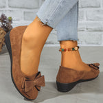 Maisie | Suede Bow Detail Wedge Ballet Flats