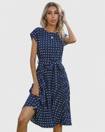 Veronika Pleated Short-Sleeve Midi Dress