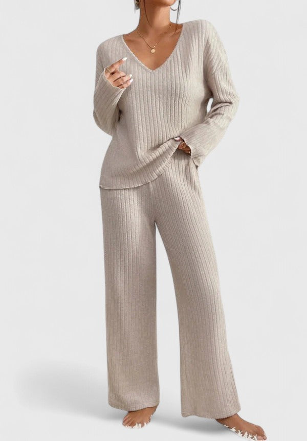 Sabina Ribbed Wide-Leg Lounge Set