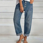 Sandra Button-Front Wide-Leg Jeans