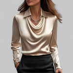Theresa Waterfall Neckline Satin Blouse