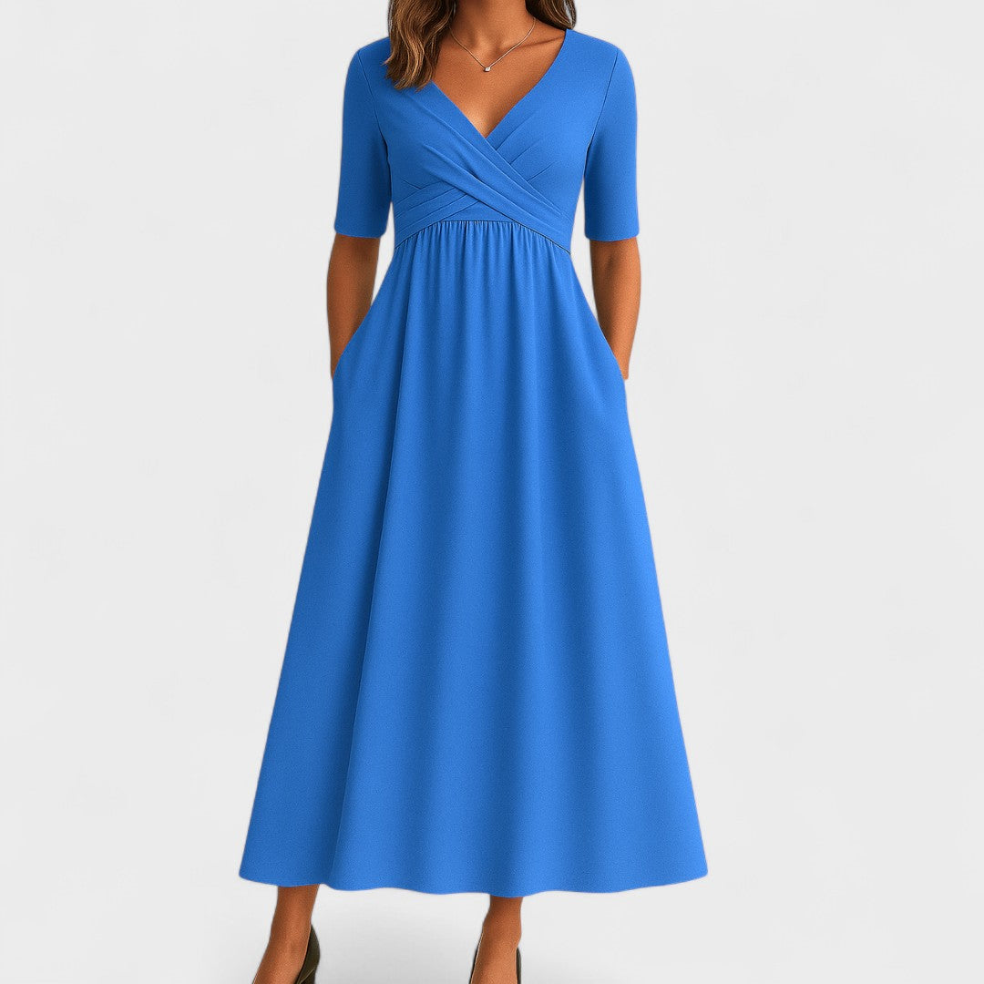 Lilian V-Neck Short Sleeve Maxi Dress