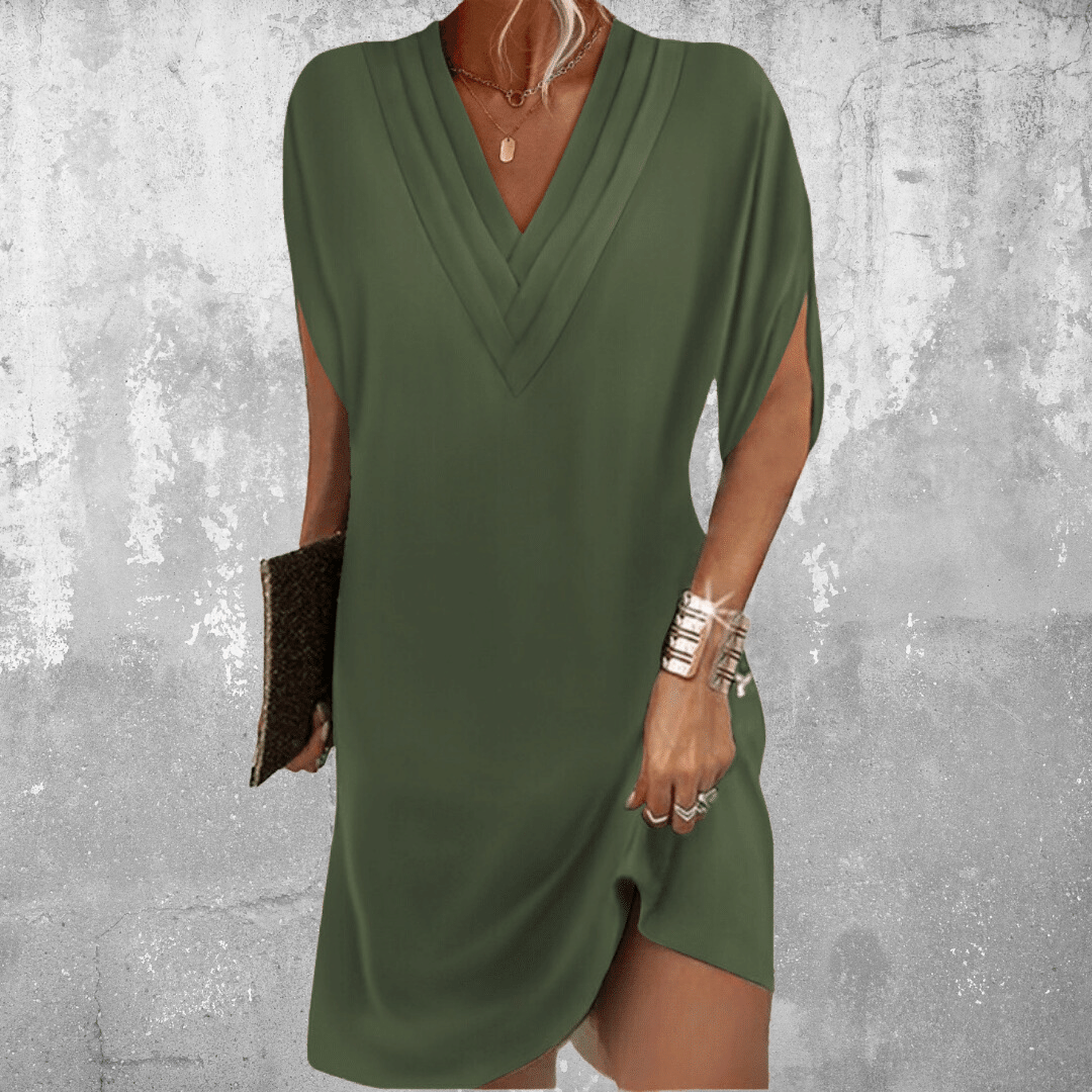 Lena Loose V-Neck Mini Dress