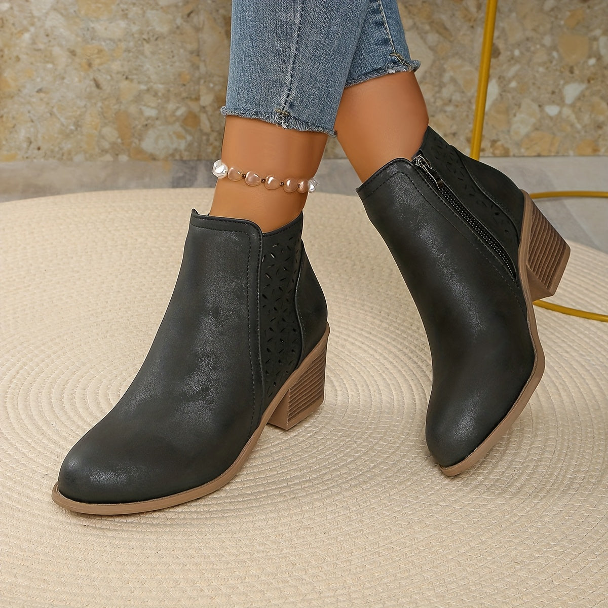 Greta Side-Zip Slip-On Ankle Boots