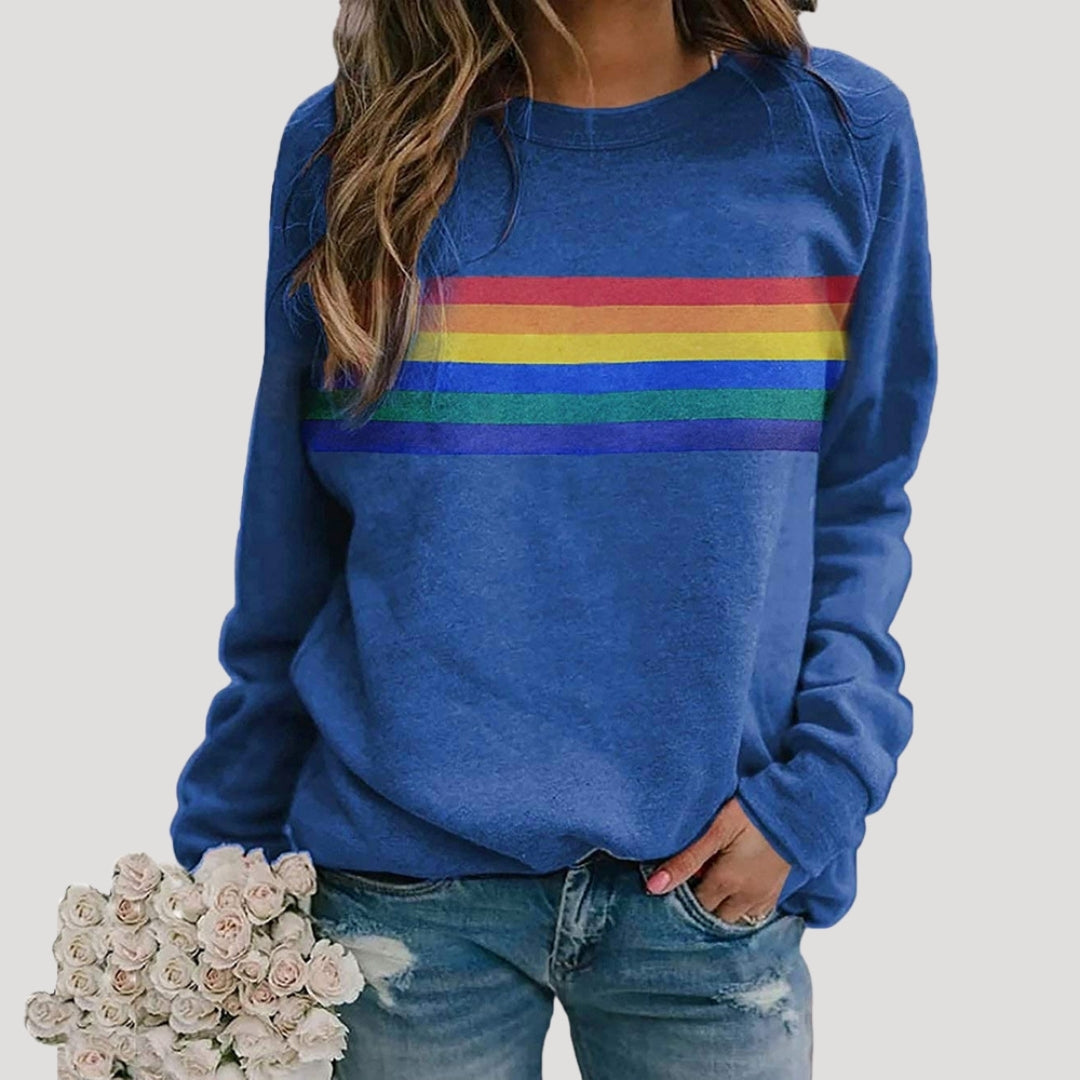 Veronika Rainbow Stripe Spring Sweatshirt