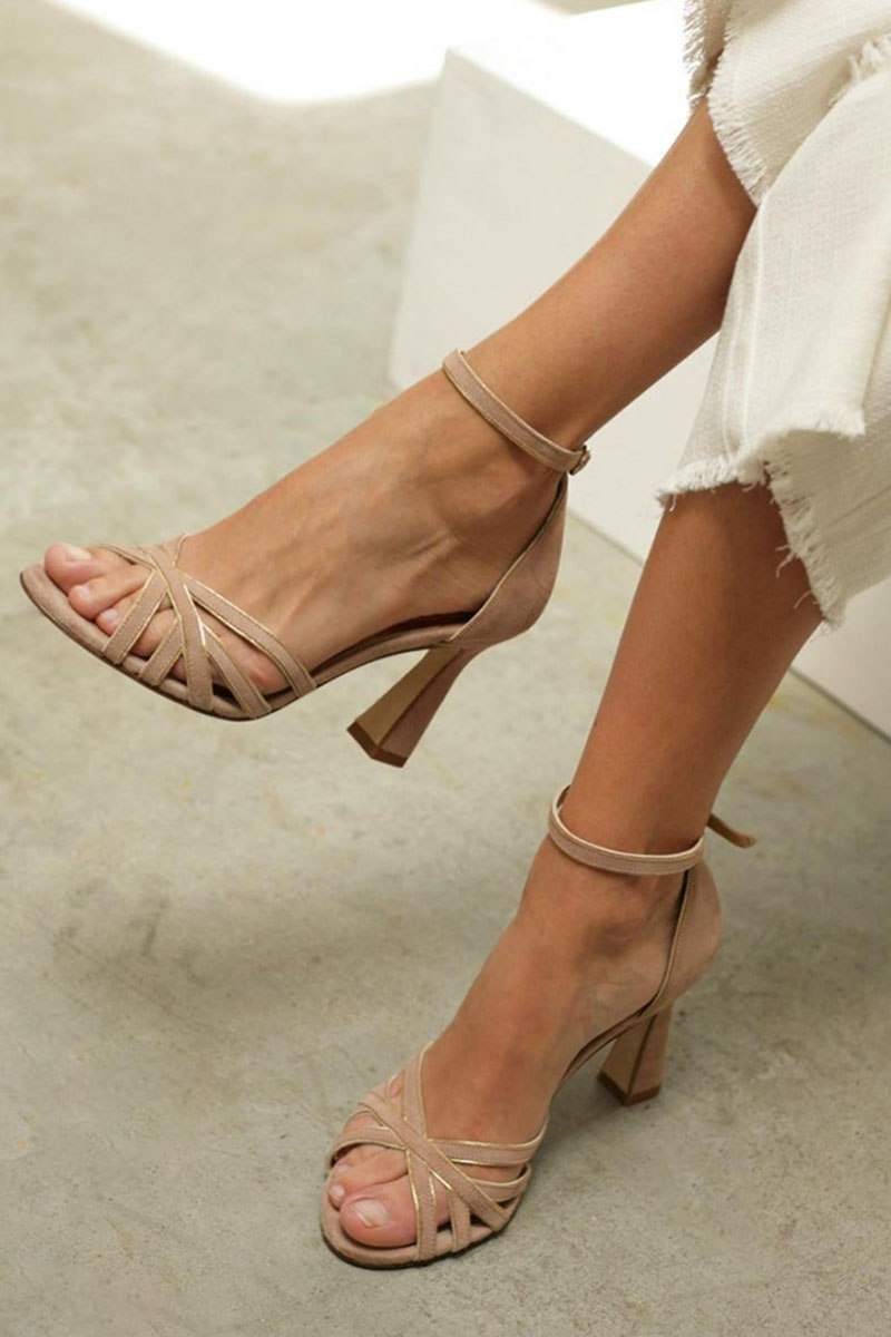 Kathrin Patchwork Peep-Toe Heels