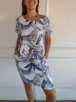 Angela Casual Leaf Print Summer Dress