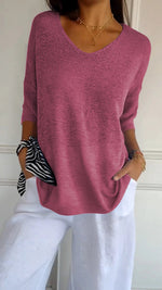 Eva Relaxed V-Neck Tunic Sweater