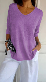 Eva Relaxed V-Neck Tunic Sweater