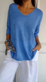 Eva Relaxed V-Neck Tunic Sweater