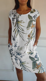 Angela Casual Leaf Print Summer Dress
