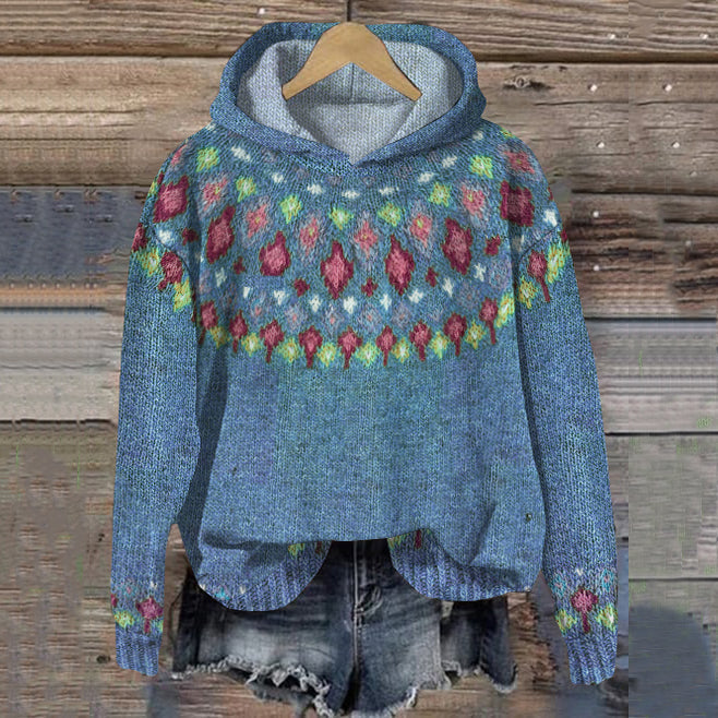 Carolin Patterned Winter Knit Hoodie