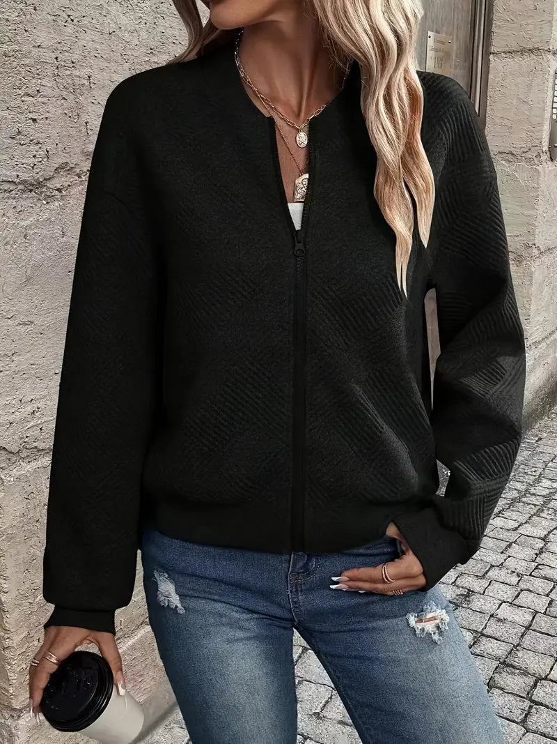 Jessica Textured Zip-Up Cardigan