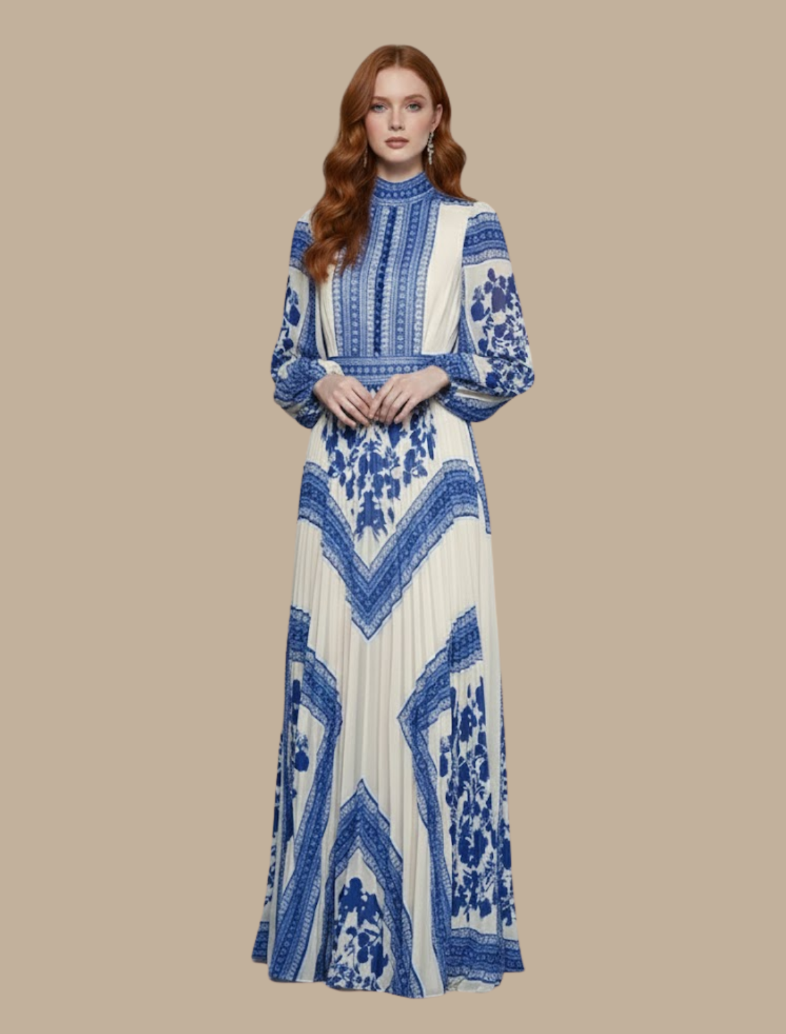 Anja Pleated Maxi Evening Dress