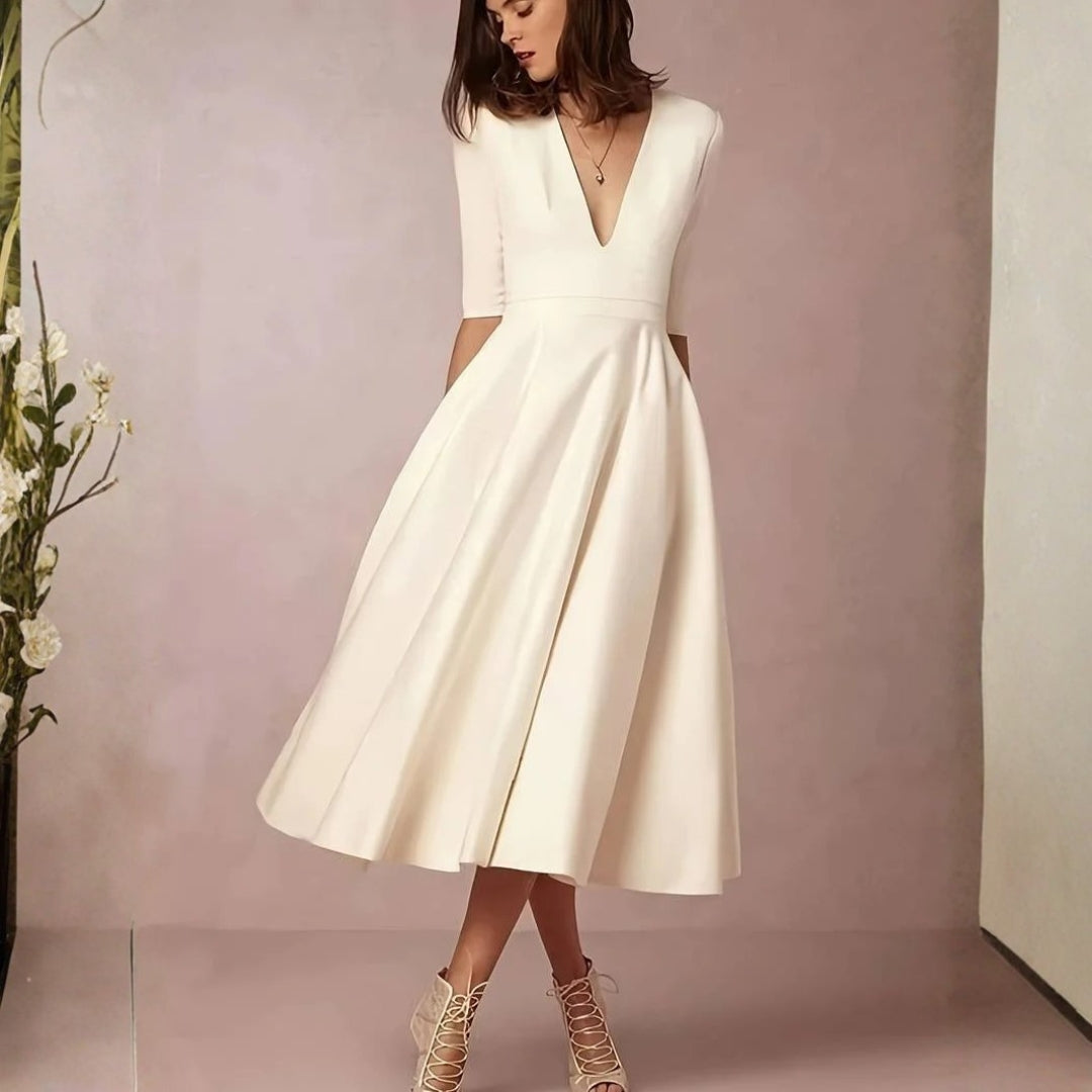 Tanja Elegant Flared Wedding Guest Midi Dress