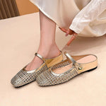 Goldie | Woven Flat Slip-On Mary Jane Mules