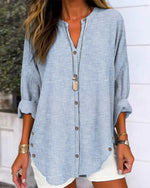 Lena Relaxed Striped Button-Down Blouse
