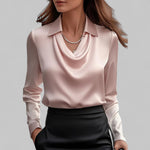 Theresa Waterfall Neckline Satin Blouse