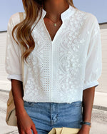 Susanne V-Neck Puff Sleeve Blouse