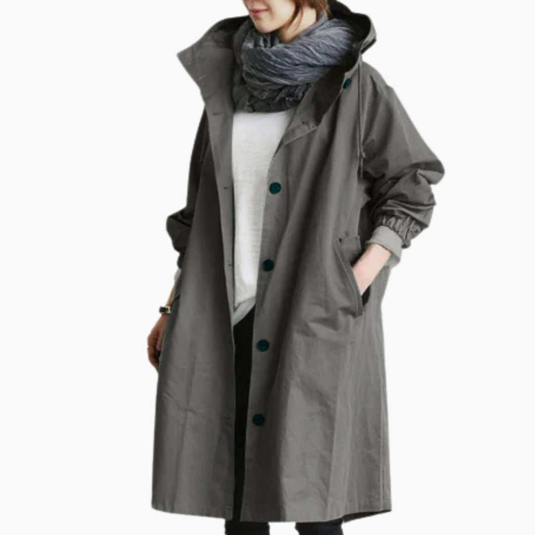 Edith Long Button-Front Street Coat