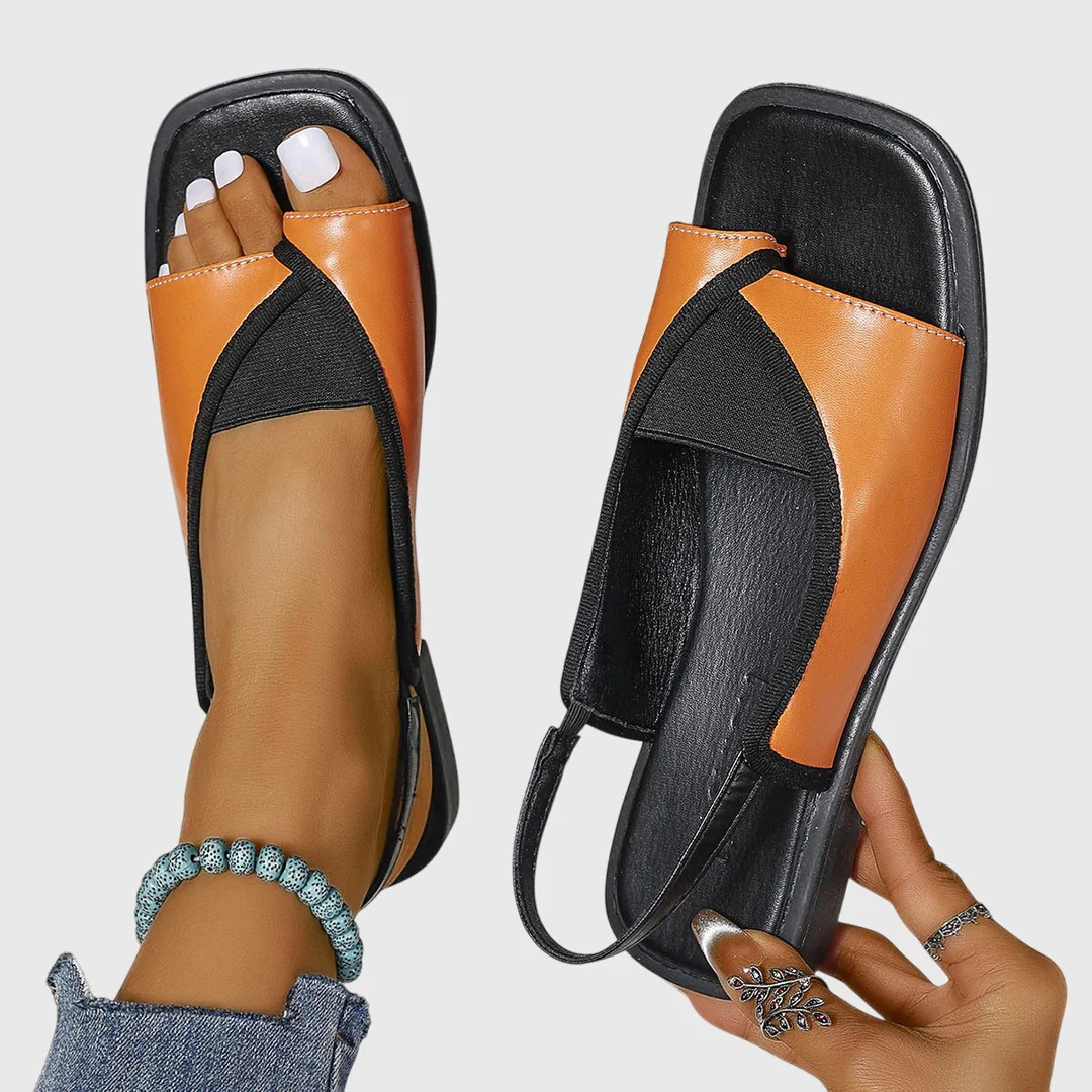 Selina Contrast Strap Flat Sandals