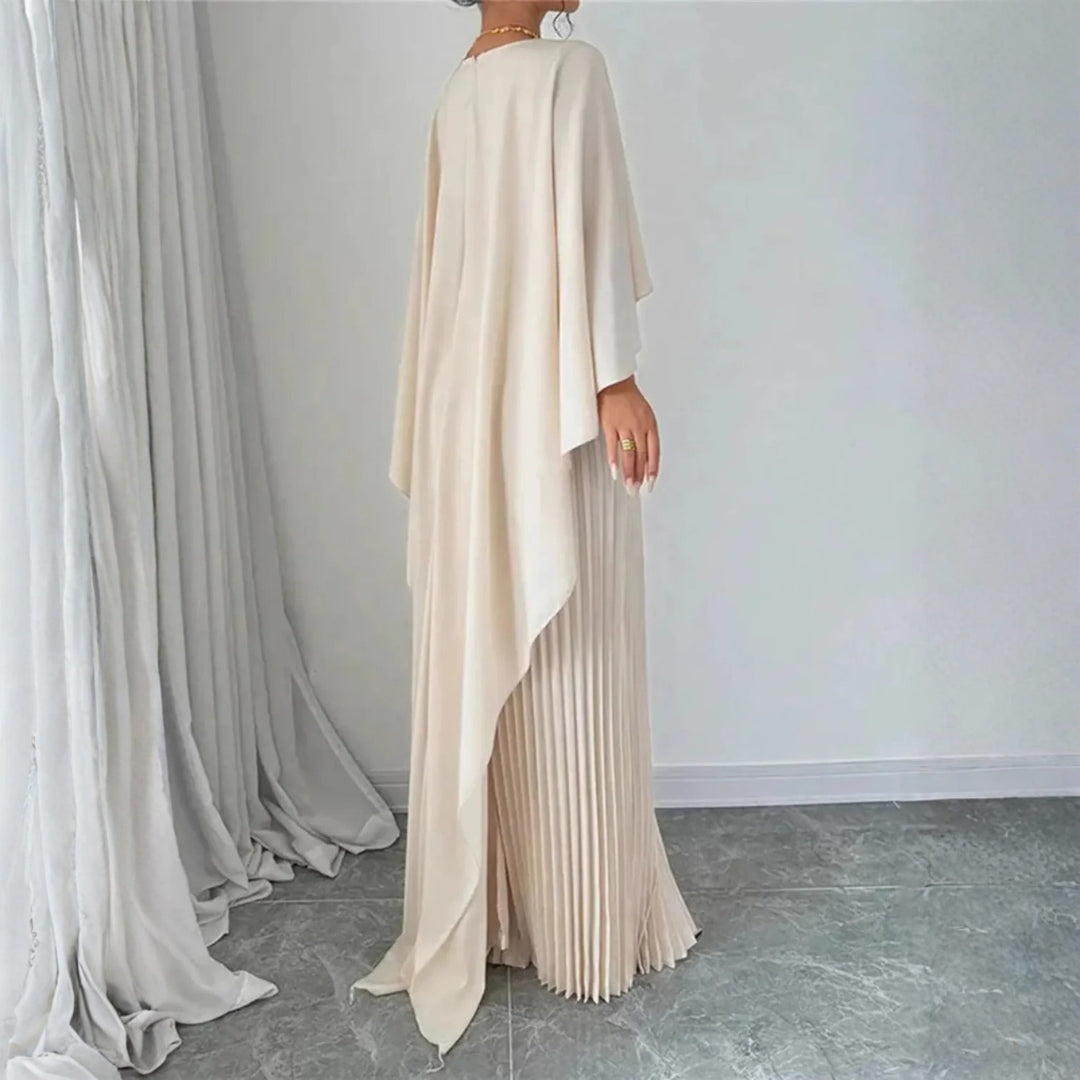Gabriela Pleated Cape Maxi Dress
