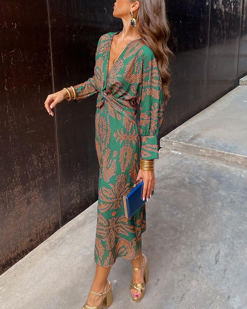 Gabriela Artist Print Knot-Front Midi Dress