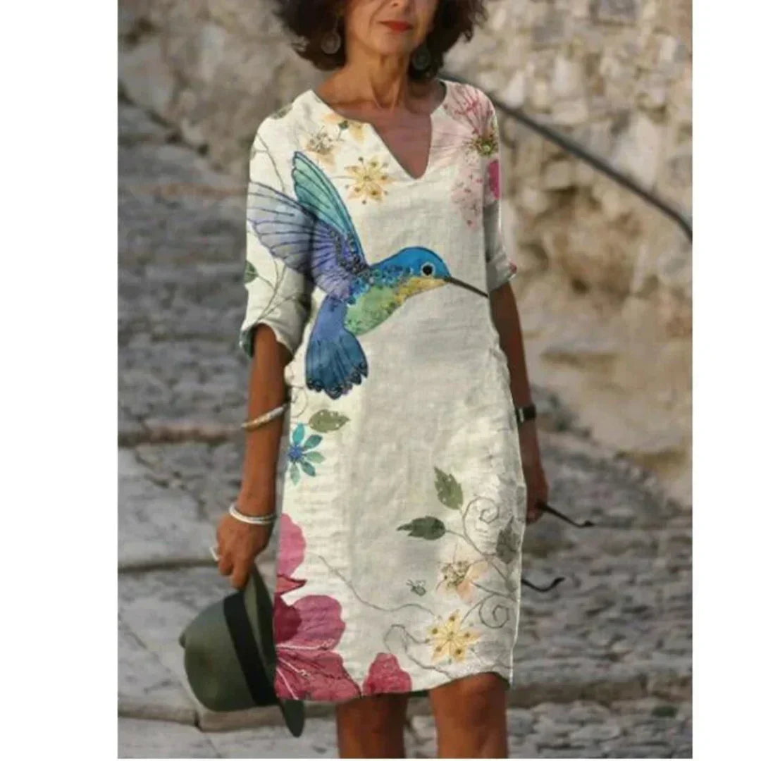 Anja Long Sleeve Abstract Print Shift Dress