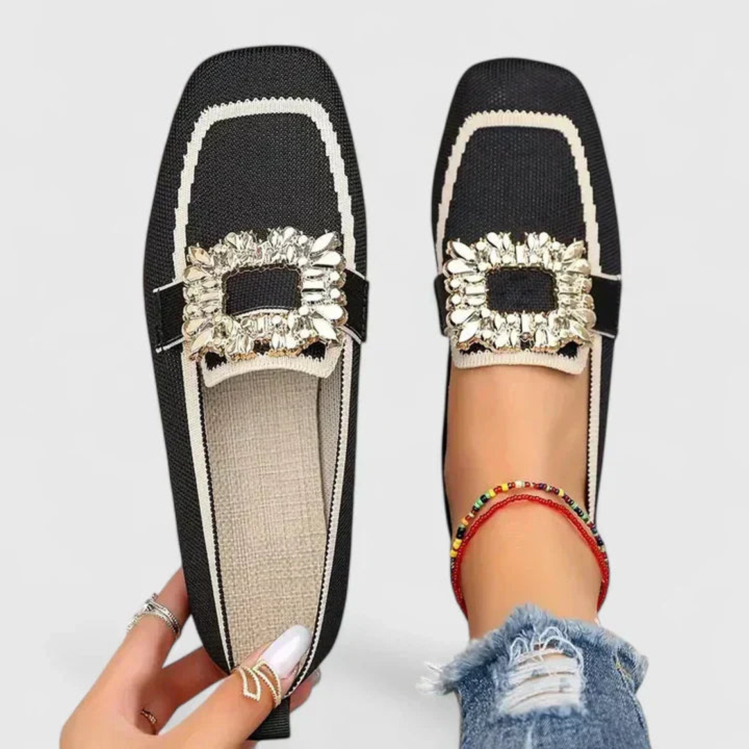 Doris Crystal Buckle Slip-On Loafers