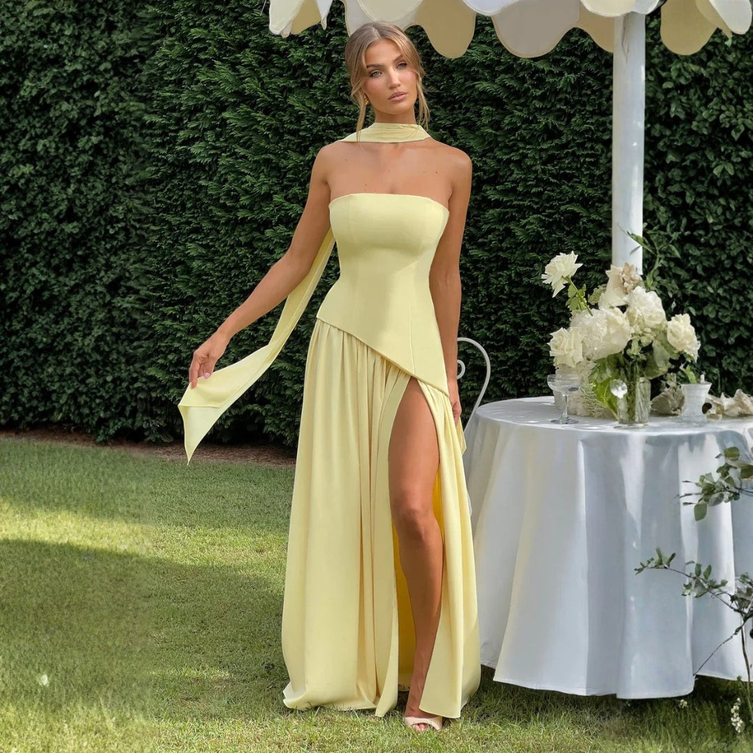 Sabina Asymmetric Wedding Guest Maxi Dress