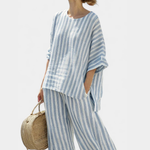 Melanie Striped Two-Piece Pants Set