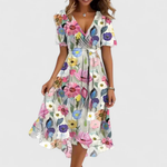 Helga Floral V-Neck Midi Dress