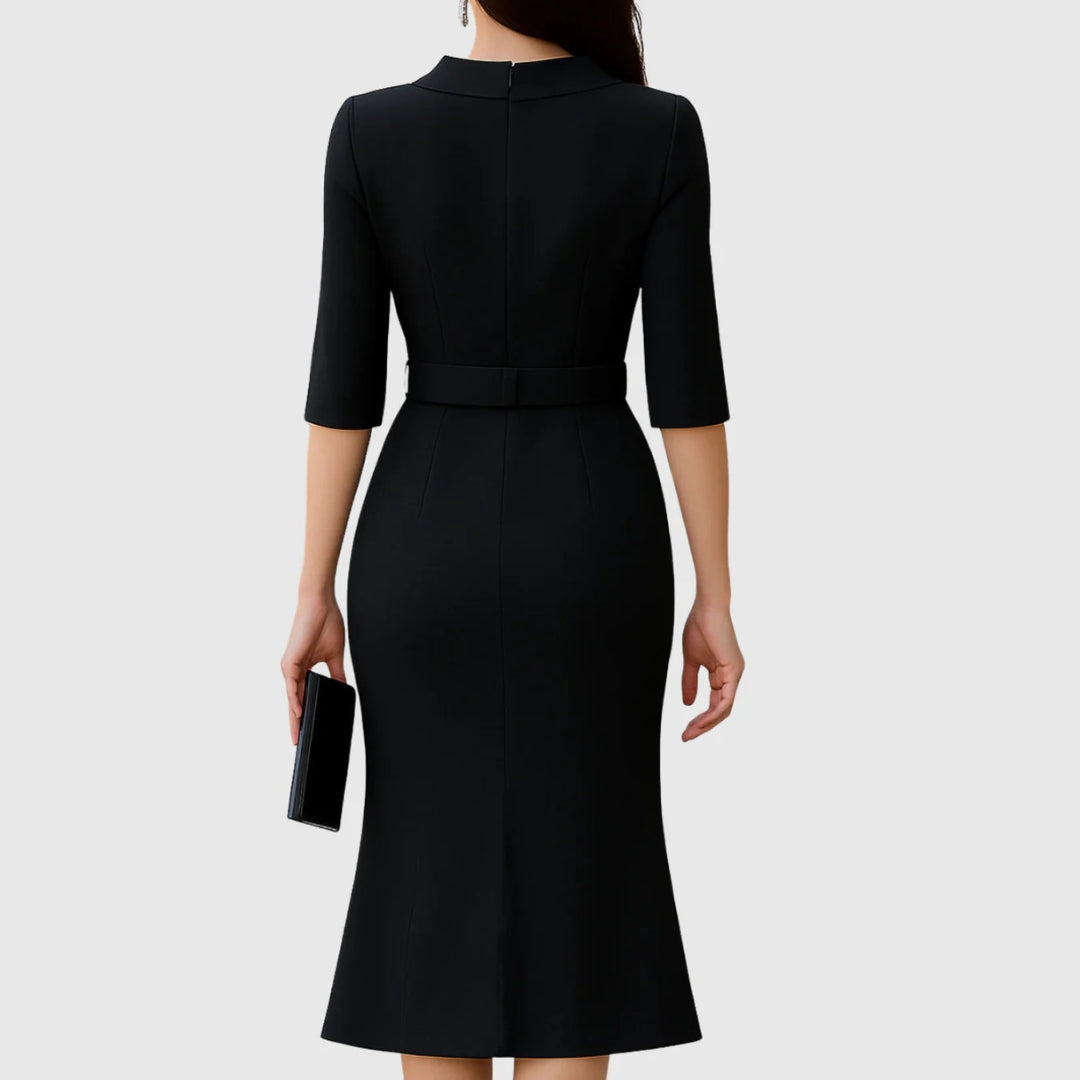 Melanie Elegant Belted Midi Dress