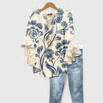 Viviane Floral Ruffle Sleeve Casual Top