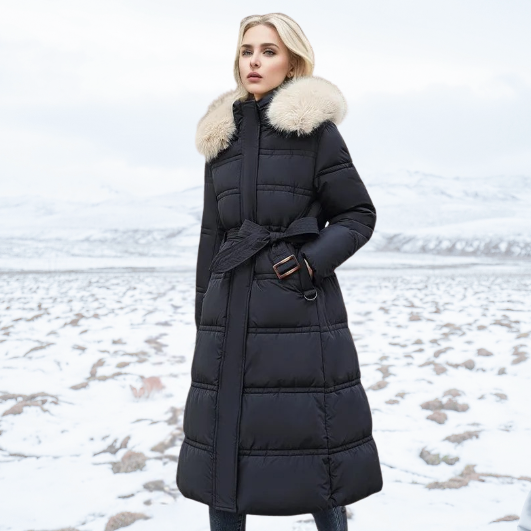 Karin Belted Hooded Quilted Coat