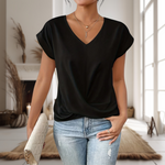 Elfriede V-Neck Twist Hem Blouse