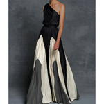 Sandra Asymmetric Shoulder Flowing Maxi Dress