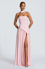 Elfriede Sleeveless A-Line Maxi Evening Dress with Leg Slit