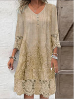 Nora Boho Floral Tunic Dress with Lace Sleeves