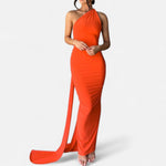 Lara One-Shoulder Halter Maxi Dress